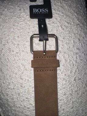 Hugo Boss Brown Suede Men's Belt with Silver Buckle MRSP: $88.00